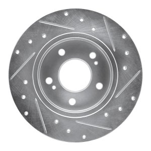 Infiniti I30 Brake Rotor (1) - Rear Left - R1 Concepts - Drilled & Slotted - Silver - `94-`04
